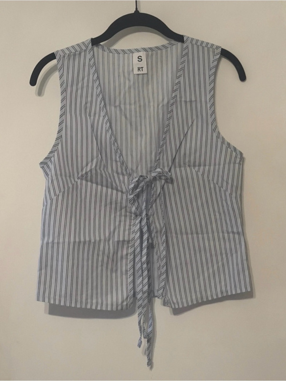Striped Tie-Front Camisole in Light Blue & White